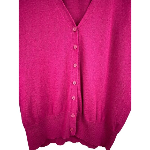 Worthington Magenta Cardigan Sweater Button Cuff Detail Womens Size Medium - Picture 4 of 8